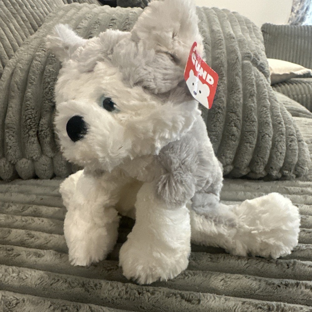 Gund Fair Isle Arctic Dog Fluffy Husky Plush Stuffed Puppy Animal White Gray NWT - Picture 9 of 16